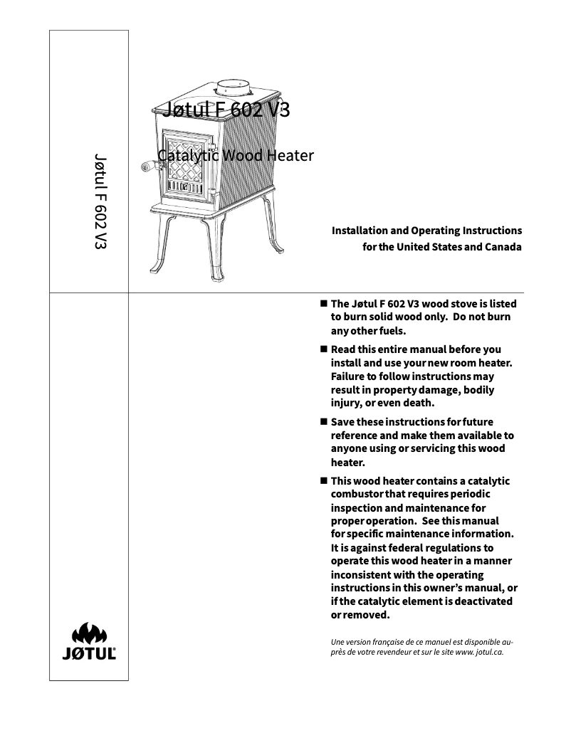 Page n°1 - Manuel utilisateur Jøtul F 602 V3
