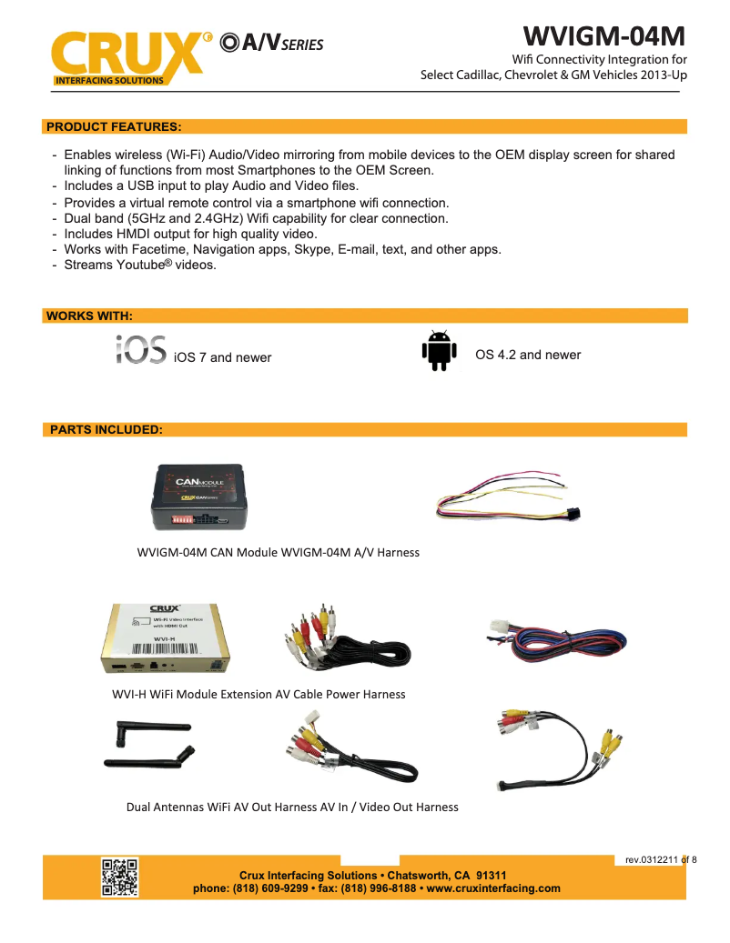 Page n°1 - Manuel utilisateur CRUX WVIGM-04M