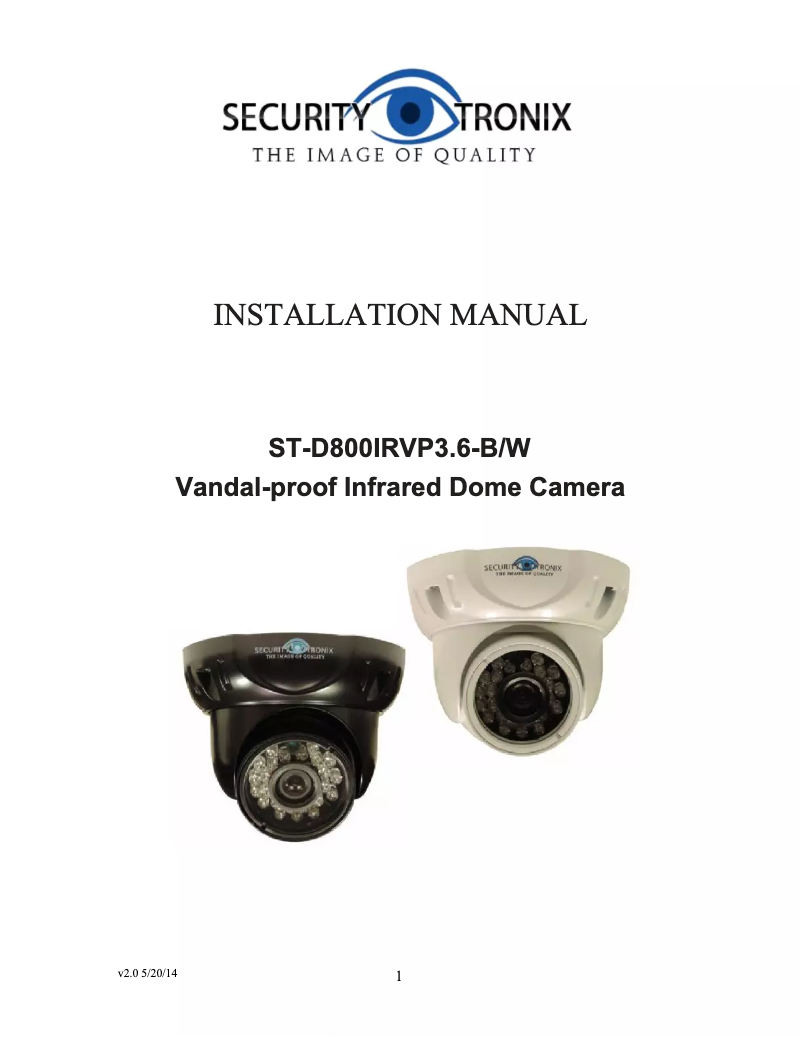 Page n°1 - Manuel utilisateur Security Tronix ST-D800IRVP3.6-B