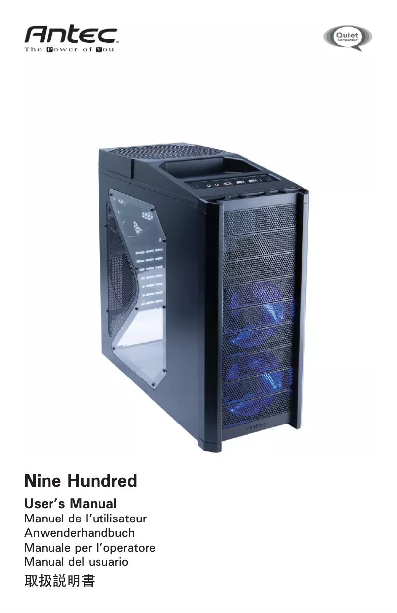 Page 1 de la notice Manuel utilisateur Antec Nine Hundred