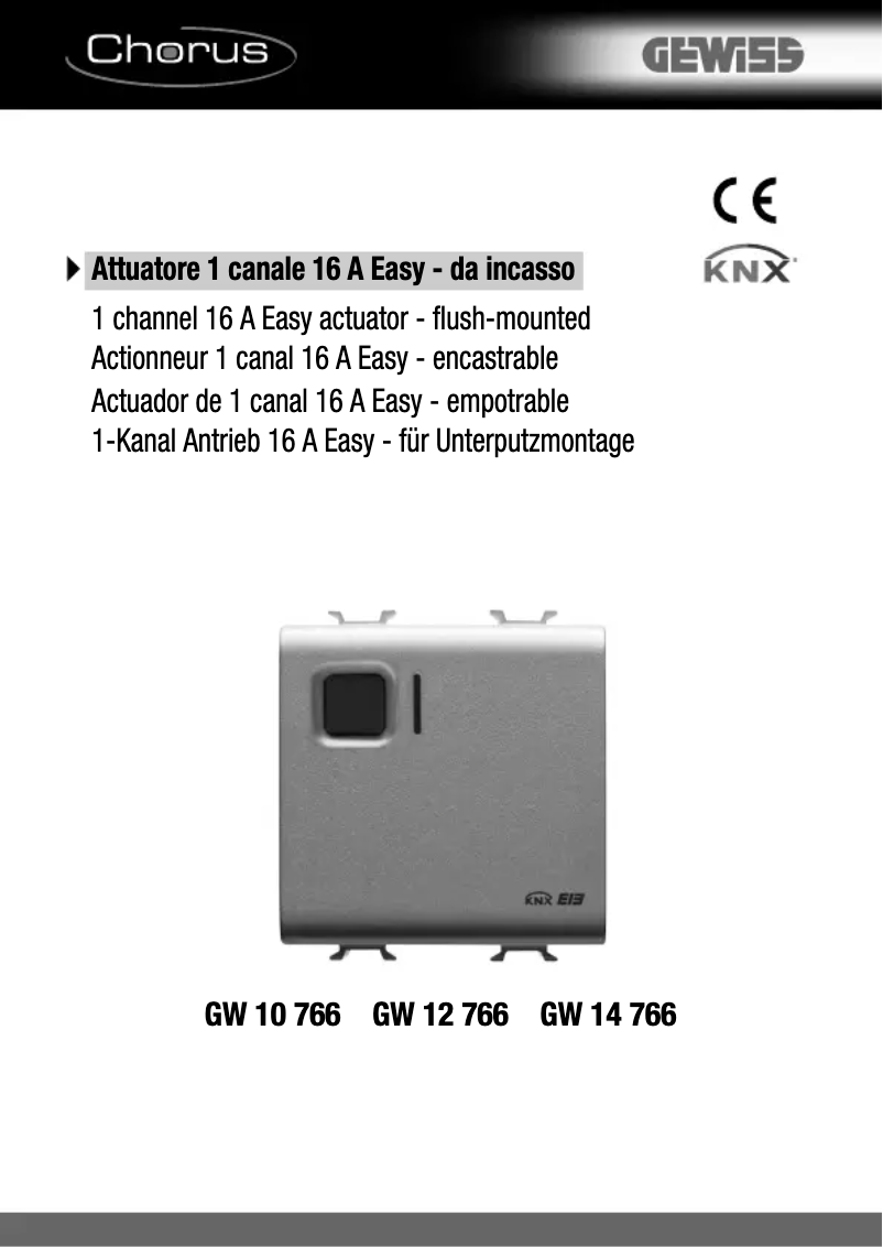 Page 1 de la notice Manuel utilisateur Gewiss GW12766