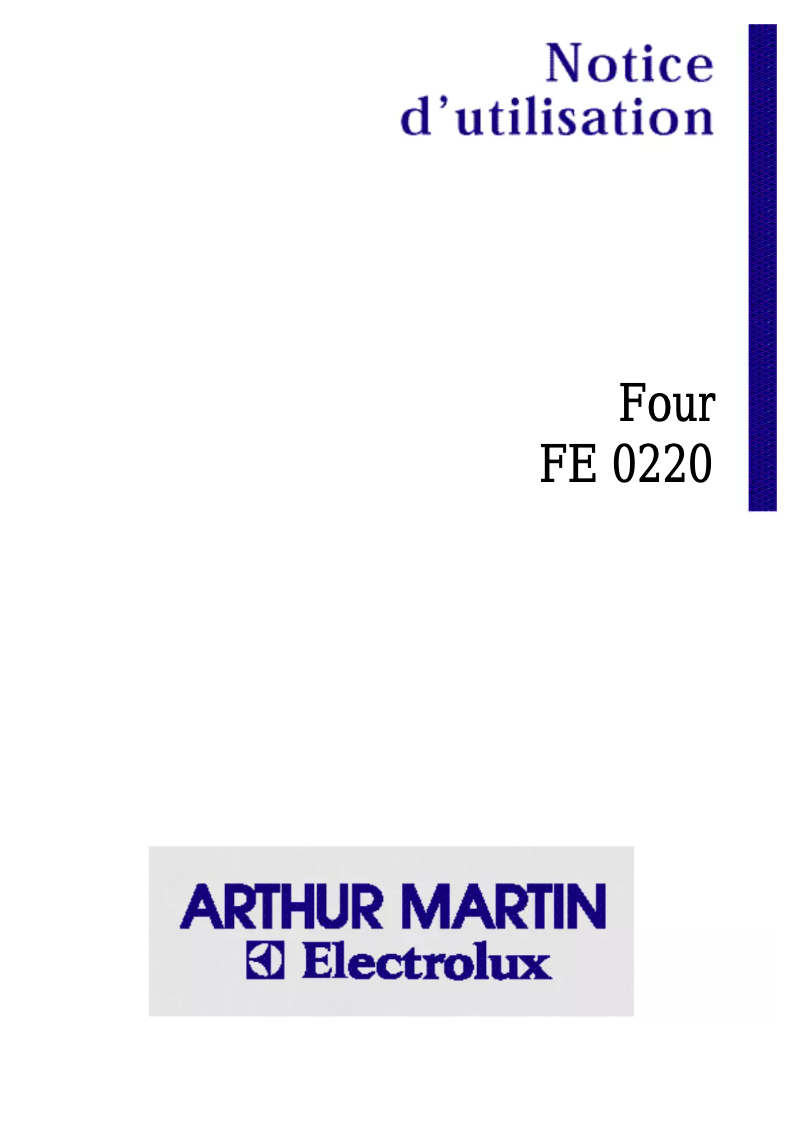 Page n°1 - Manuel utilisateur Arthur Martin-Electrolux FE 0220 W1