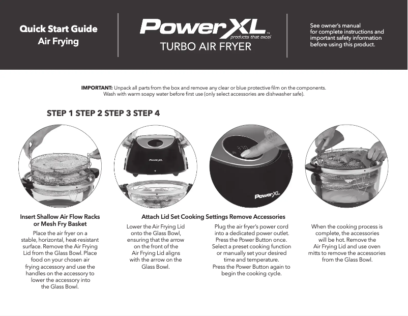 Page n°1 - Guide de démarrage rapide PowerXL Turbo Air Fryer CL-002