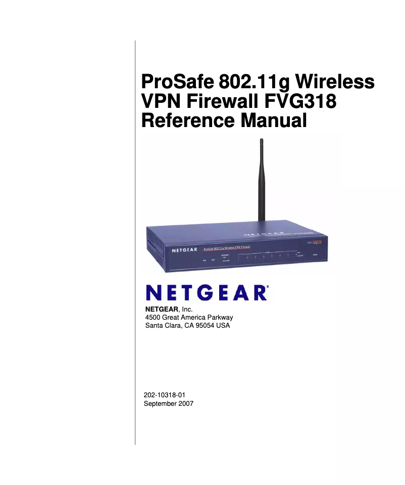 Page n°1 - Manuel utilisateur Netgear ProSafe FVG318