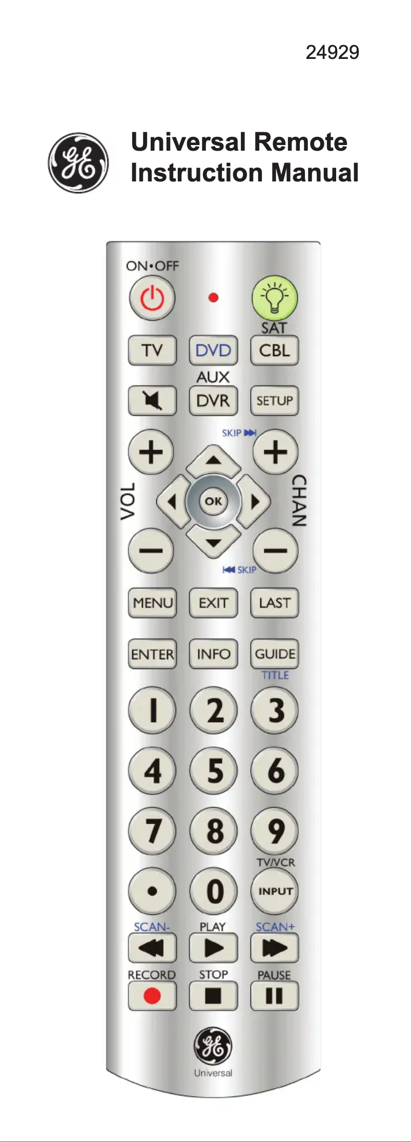 Page 1 de la notice Manuel utilisateur GE 24929