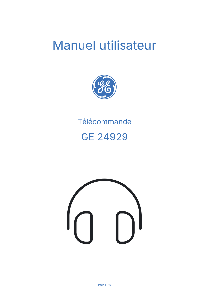 Page n°1 - Manuel utilisateur GE 24929