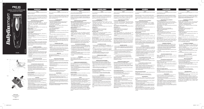 Page 1 de la notice Manuel utilisateur BaByliss PRO 45