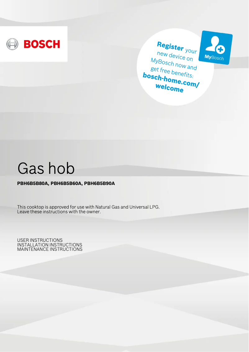 Página 1 del manual Guía de instalación Bosch PBH6B5B80A