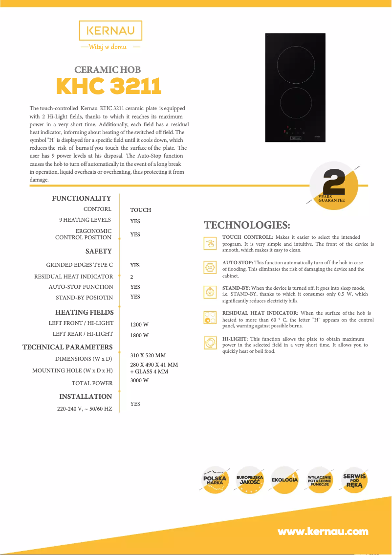 Page n°1 - Manuel utilisateur Kernau KHC3211