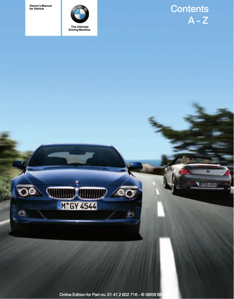 Page 1 de la notice Manuel utilisateur BMW 650i (2009)