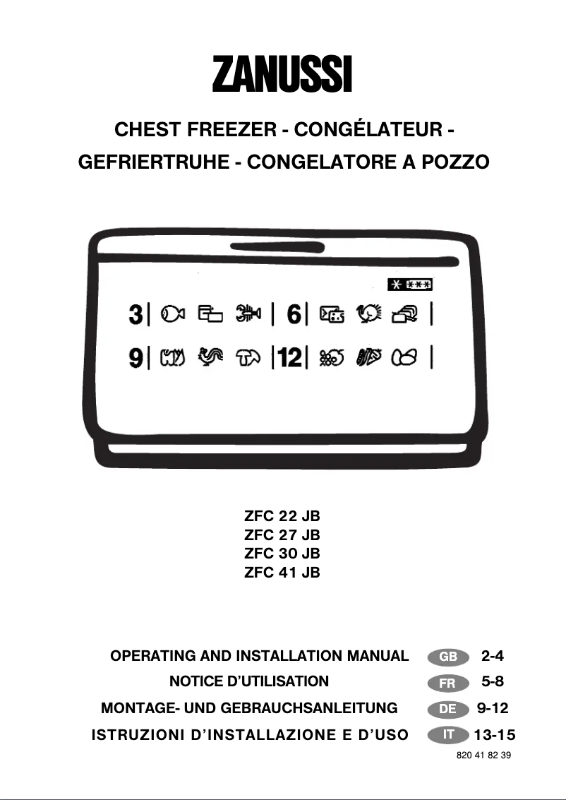 Page 1 de la notice Manuel utilisateur Zanussi ZFC 41 JB