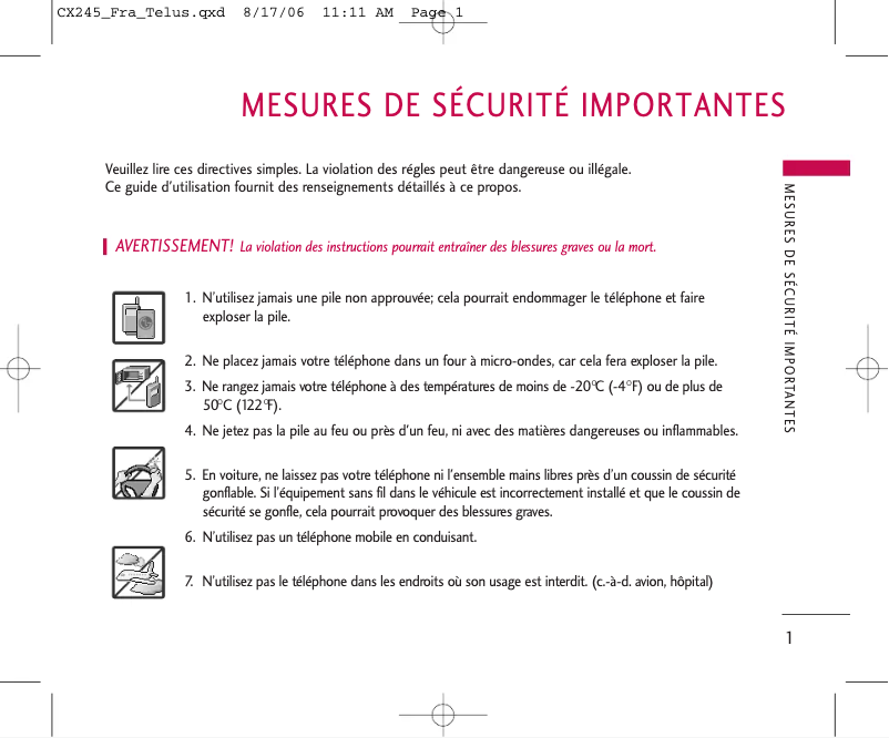 Image de la première page du manuel de l'appareil CX245R