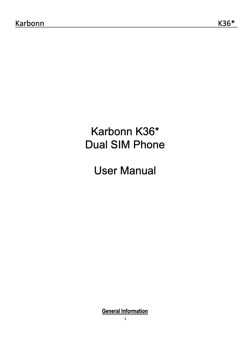 Page 1 de la notice Manuel utilisateur Karbonn K36 Star
