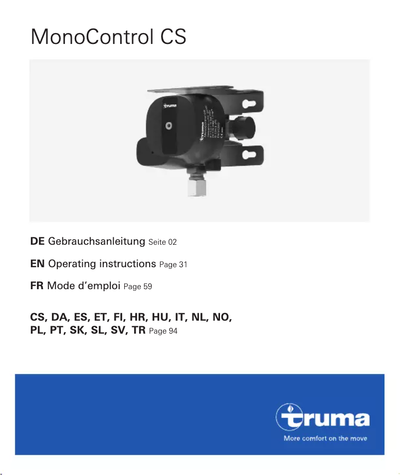 Page 1 de la notice Manuel utilisateur Truma MonoControl CS