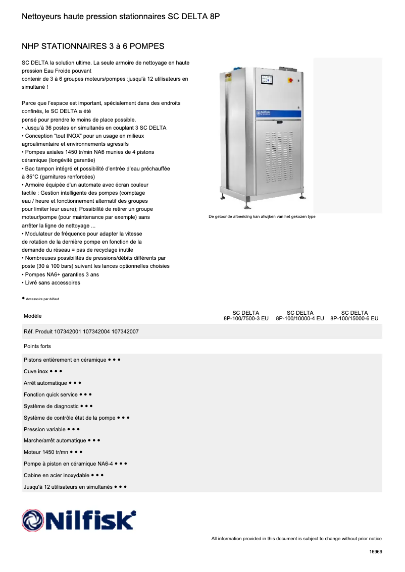Page n°1 - Fiche technique Nilfisk SC DELTA 8P