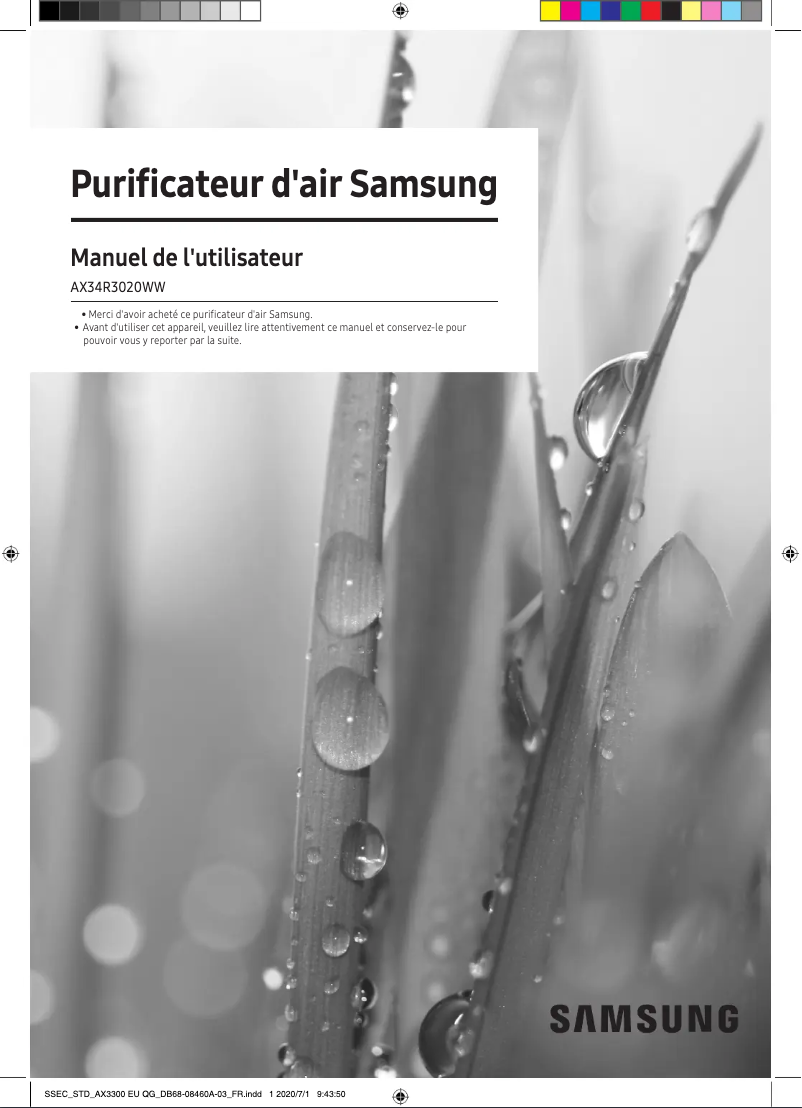 Page 1 de la notice Manuel utilisateur Samsung Air Purifier AX34R STD