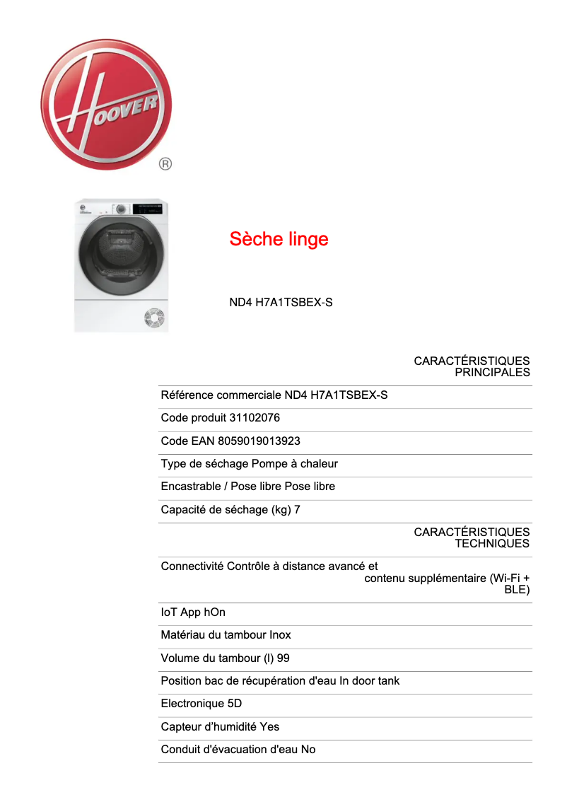 Image de la première page du manuel de l'appareil H-DRY 500