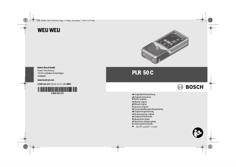 Page 1 de la notice Manuel utilisateur Bosch PLR 50