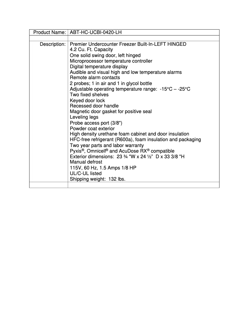 Page 1 de la notice Manuel utilisateur American BioTech Supply ABT-HC-UCBI-0420-LH
