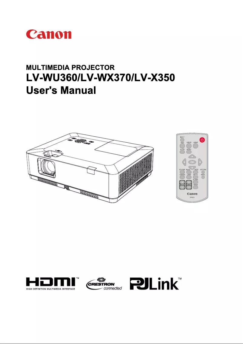 Page n°1 - Manuel utilisateur Canon LV-WU360