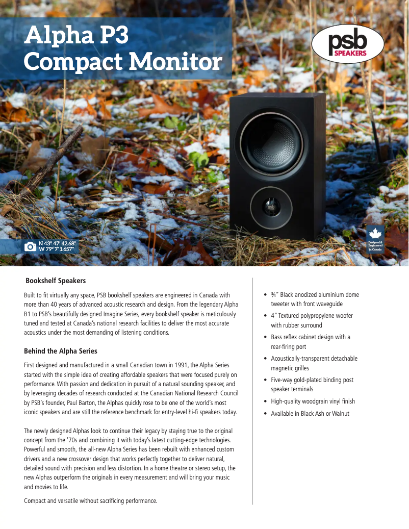 Page 1 of the manual Technical Sheet PSB Alpha P3
