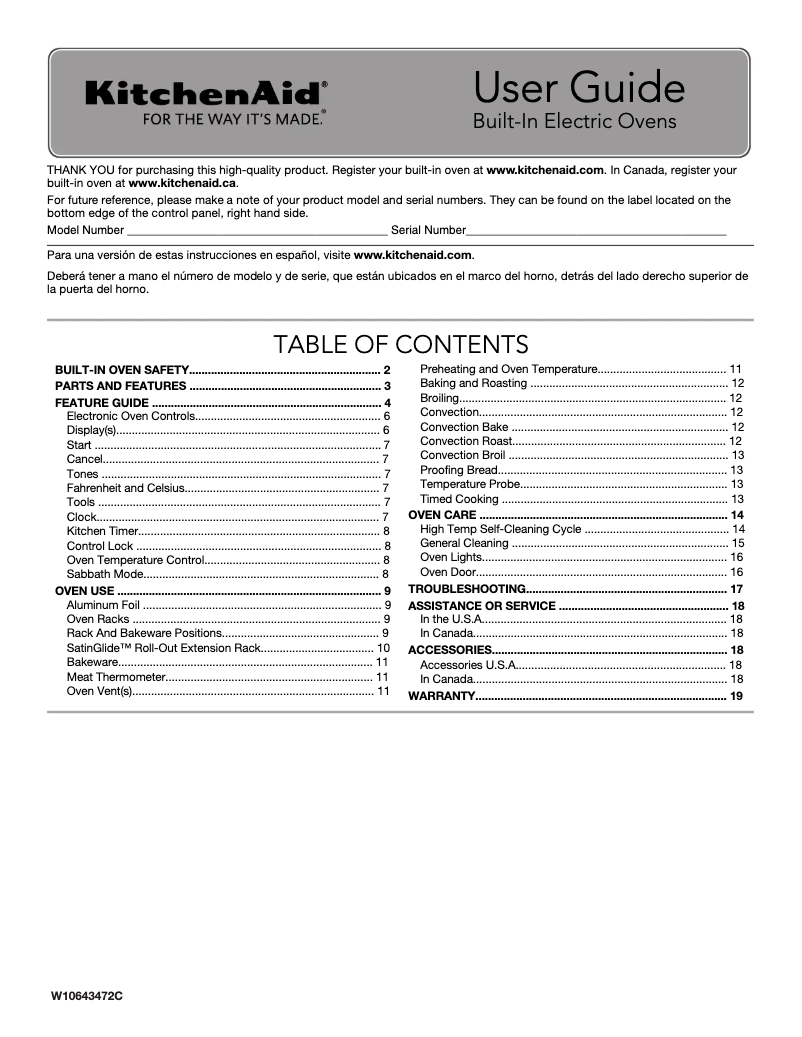 Page n°1 - Manuel d'utilisation et d'entretien KitchenAid KOCE500ESS