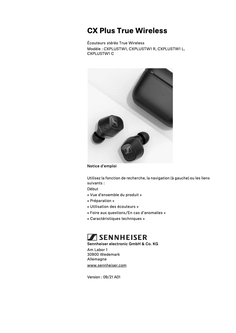 Page n°1 - Manuel utilisateur Sennheiser CX Plus True Wireless