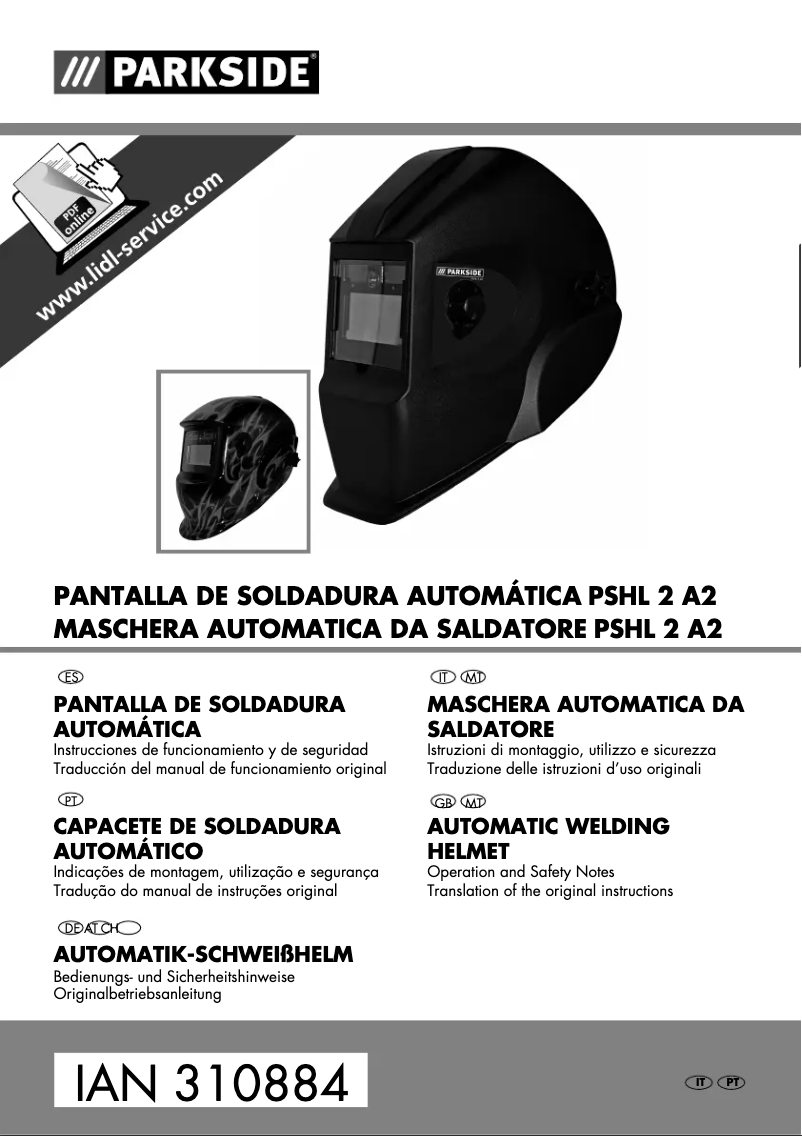 Page 1 de la notice Manuel utilisateur Parkside PSHL 2 A2