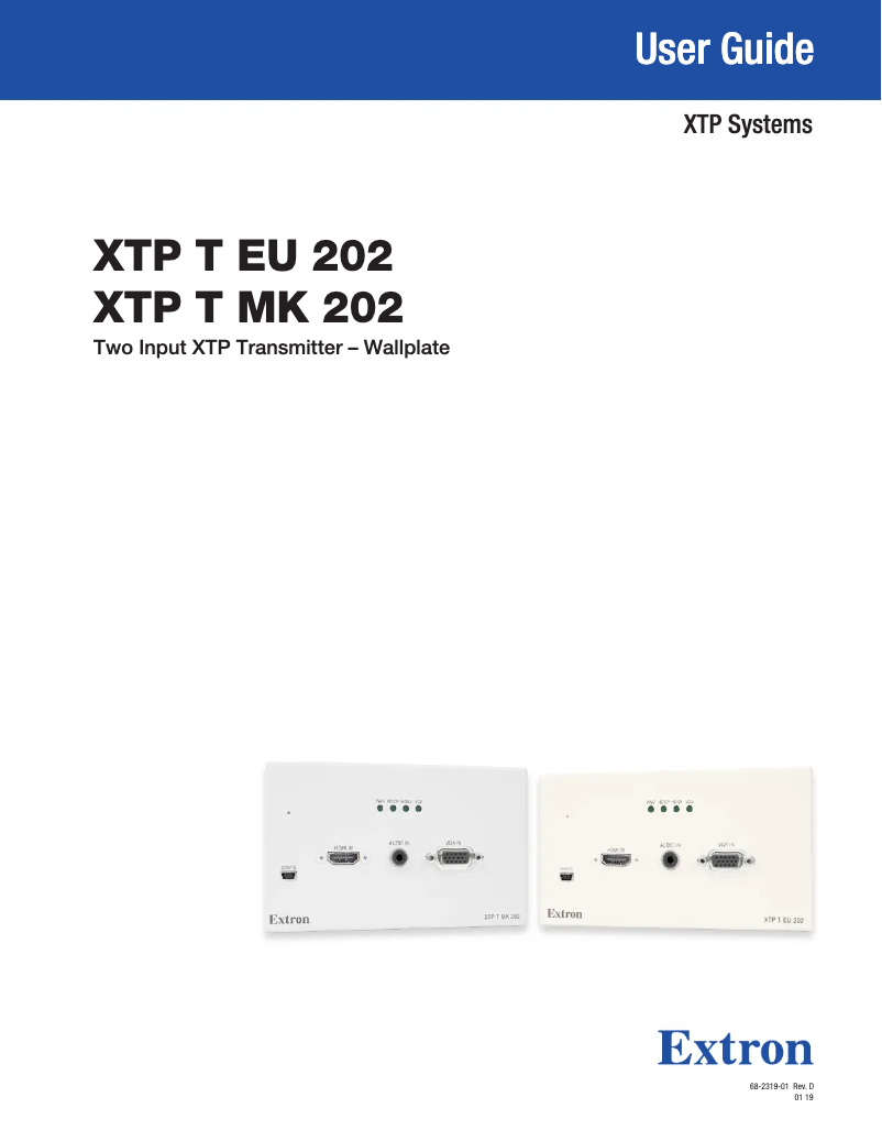 Page n°1 - Manuel utilisateur Extron XTP T MK 202