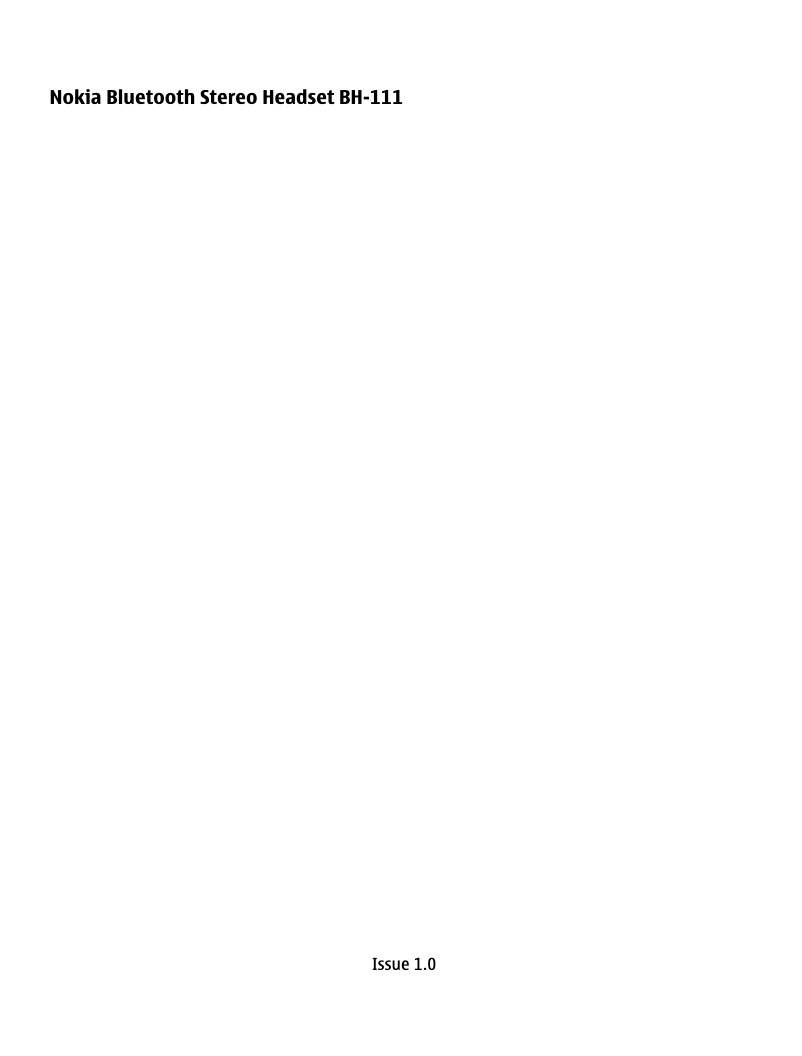 Page 1 de la notice Manuel utilisateur Nokia BH-111