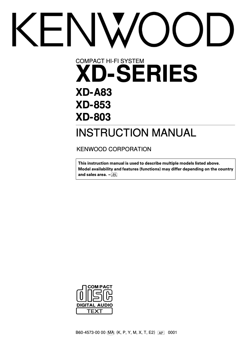 Page n°1 - Manuel utilisateur Kenwood XD-8038