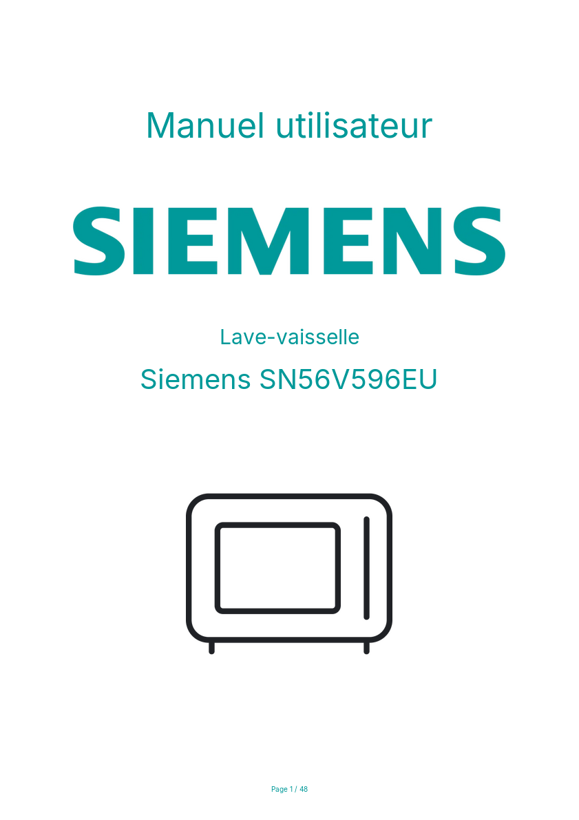Page n°1 - Manuel utilisateur Siemens SN56V596EU