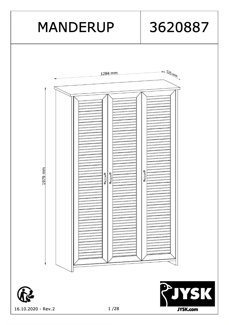 Page 1 de la notice Manuel utilisateur JYSK MANDERUP 128x199