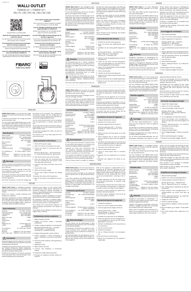 Image de la première page du manuel de l'appareil Walli Outlet