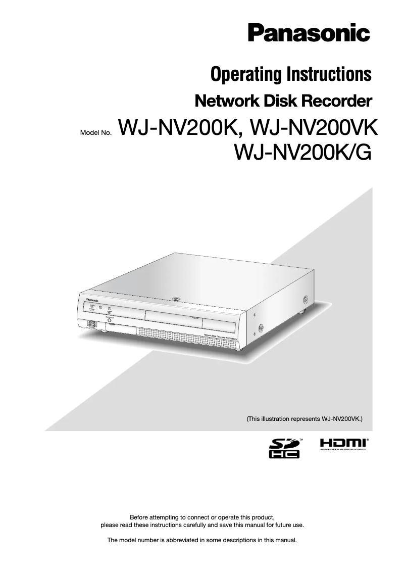 Page 1 de la notice Manuel utilisateur Panasonic WJ-NV200