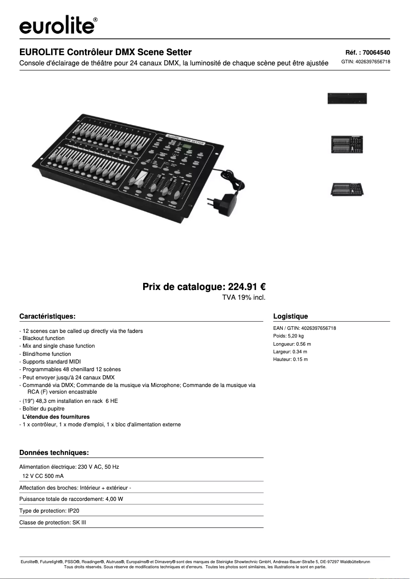 Page n°1 - Fiche technique Eurolite DMX Scene Setter
