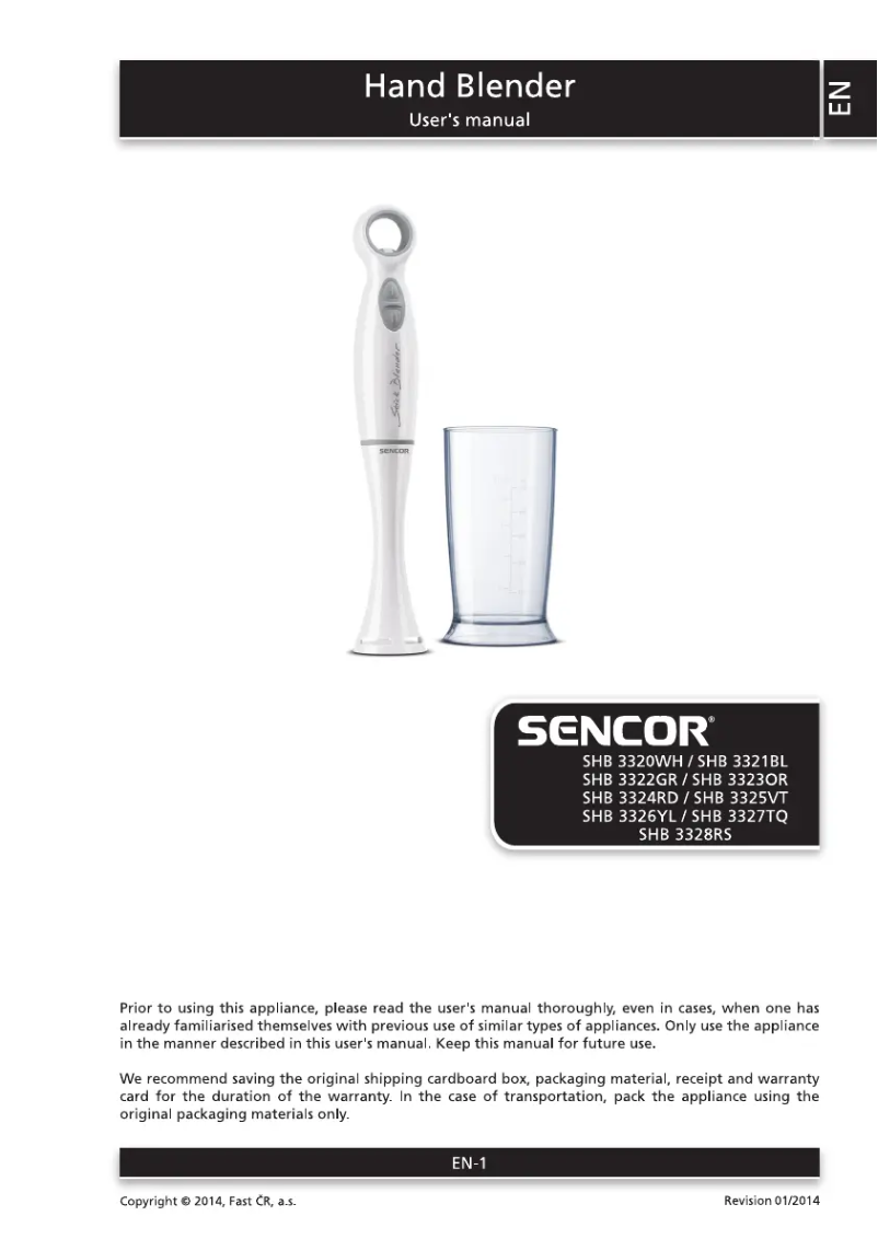 Imagen de la primera página del manual del dispositivo SHB 3326YL