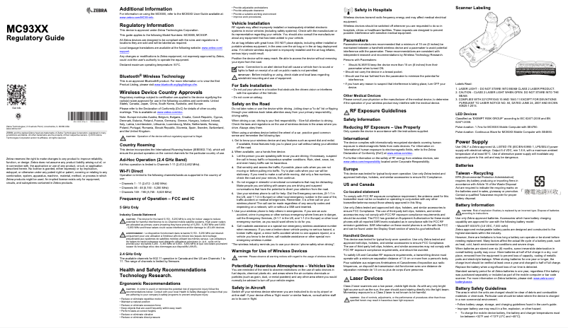 Page n°1 - Manuel utilisateur Zebra MC930B-GSEAG4RW