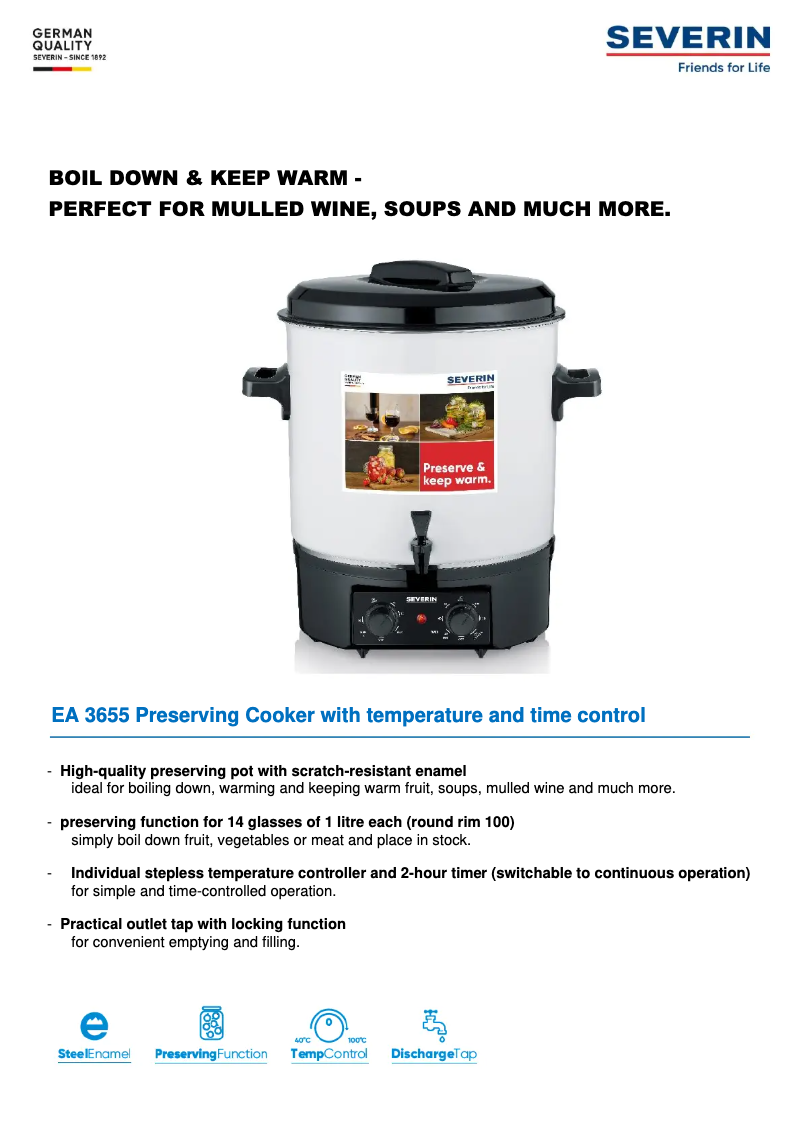 Página 1 del manual Ficha técnica Severin EA 3655