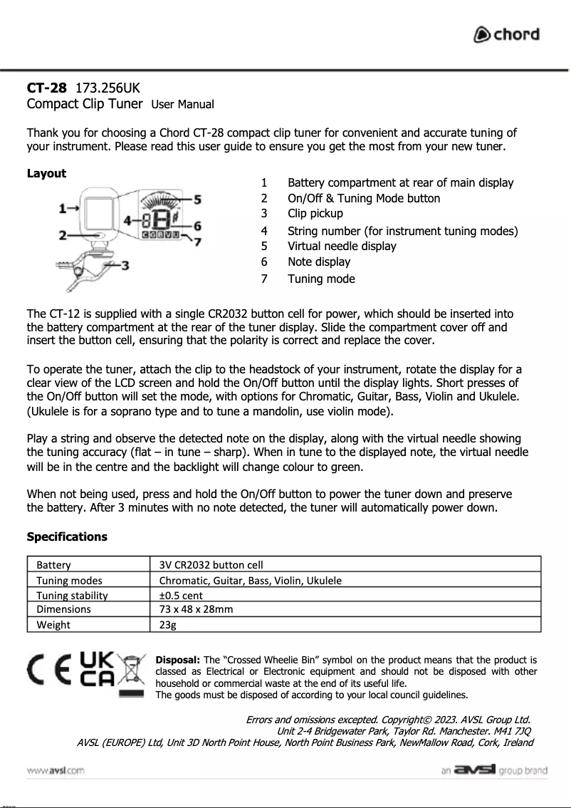 Image de la première page du manuel de l'appareil CT-28