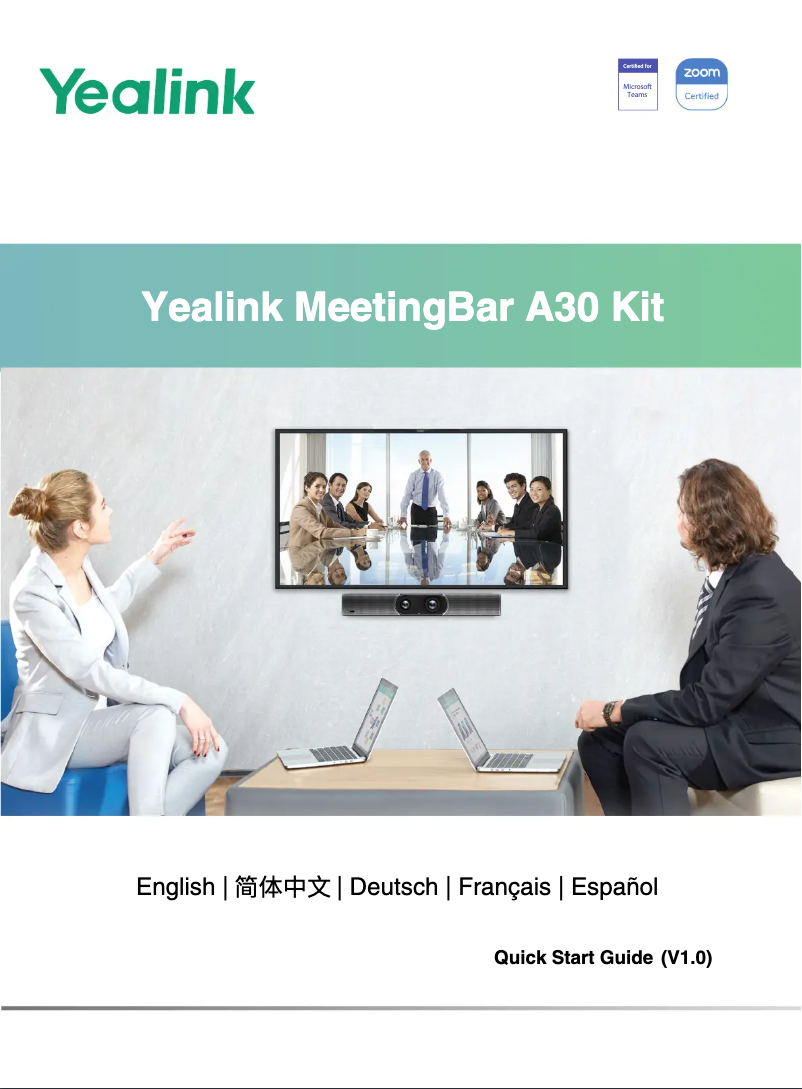 Page 1 de la notice Guide de démarrage rapide Yealink MeetingBar A30