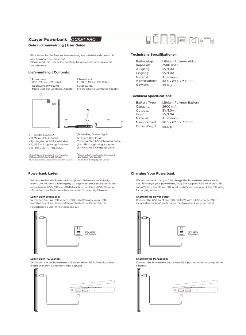 Page n°1 - Manuel utilisateur XLayer Pocket Pro