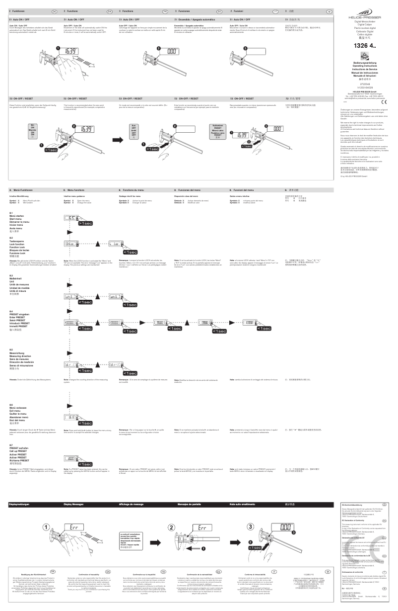 Página 1 del manual Manual de usuario Helios Preisser DIGI-MET 1326418