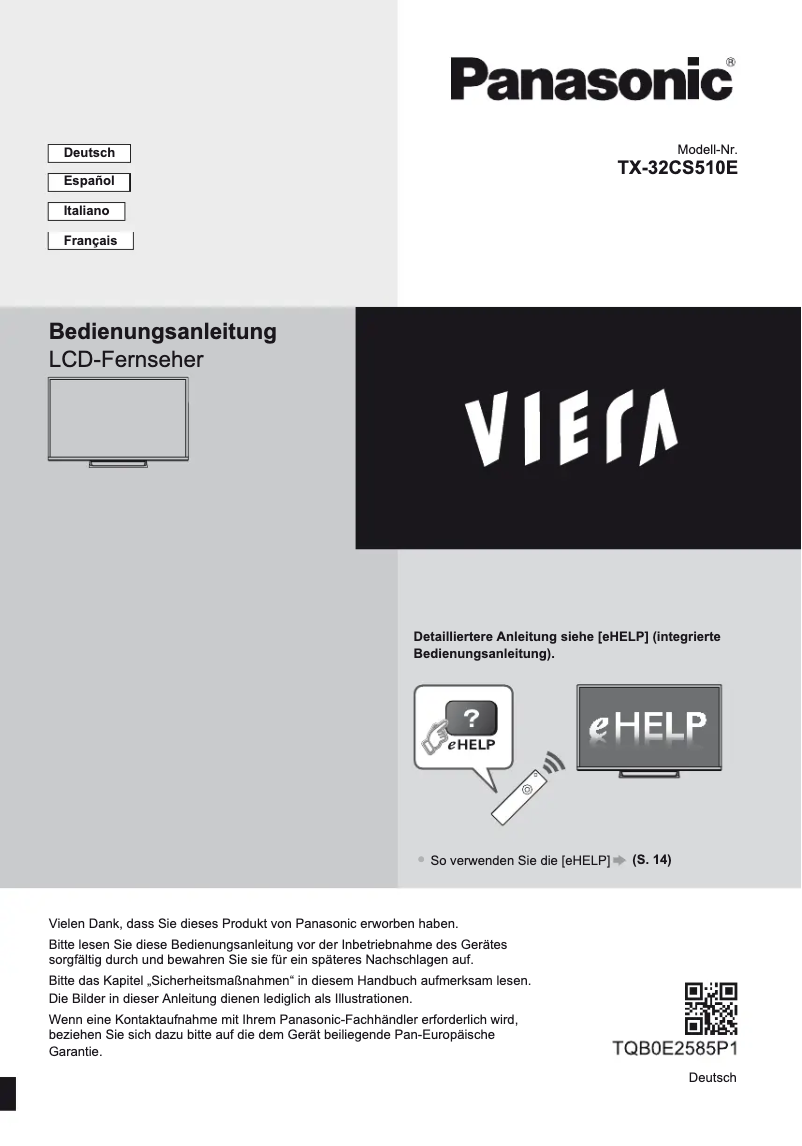 Page 1 of the manual User Manual Panasonic TX32-CS510E