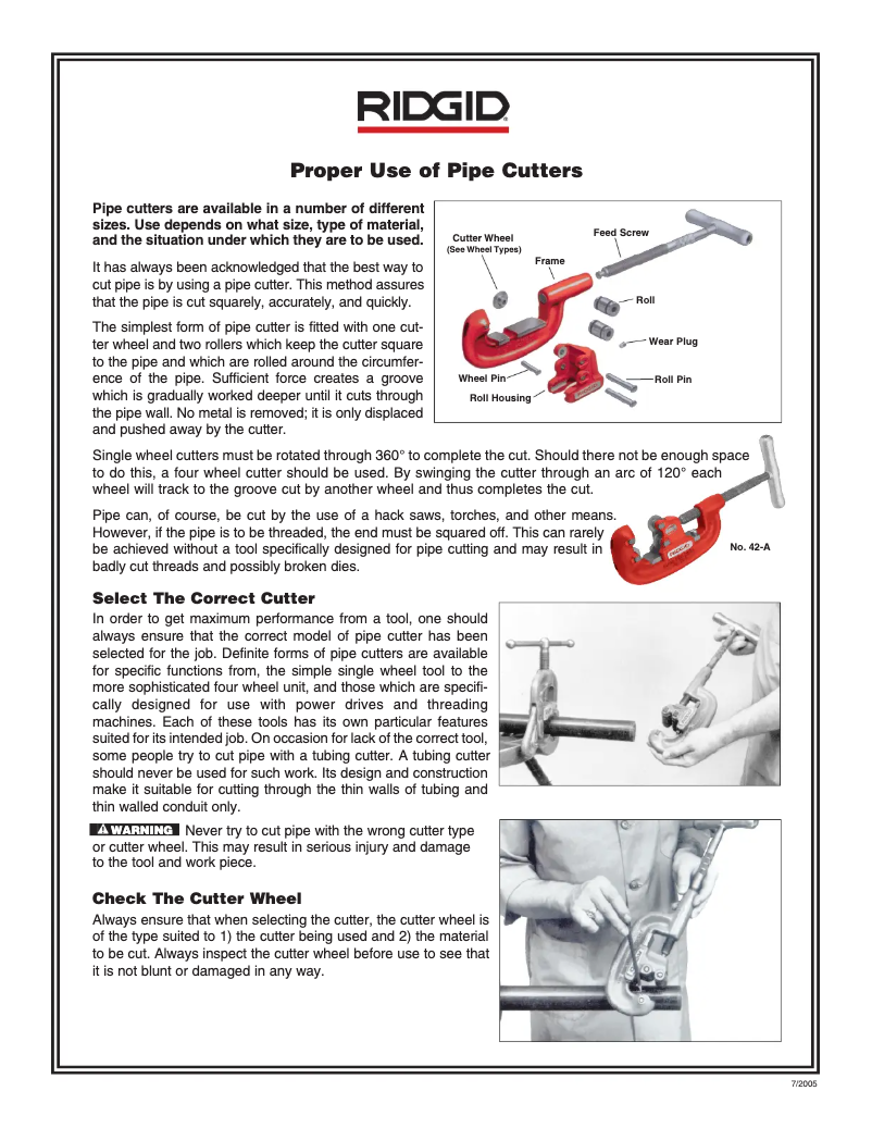 Page n°1 - Manuel utilisateur Ridgid 424-S