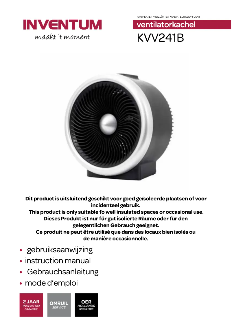 Page n°1 - Manuel utilisateur Inventum KVV241B