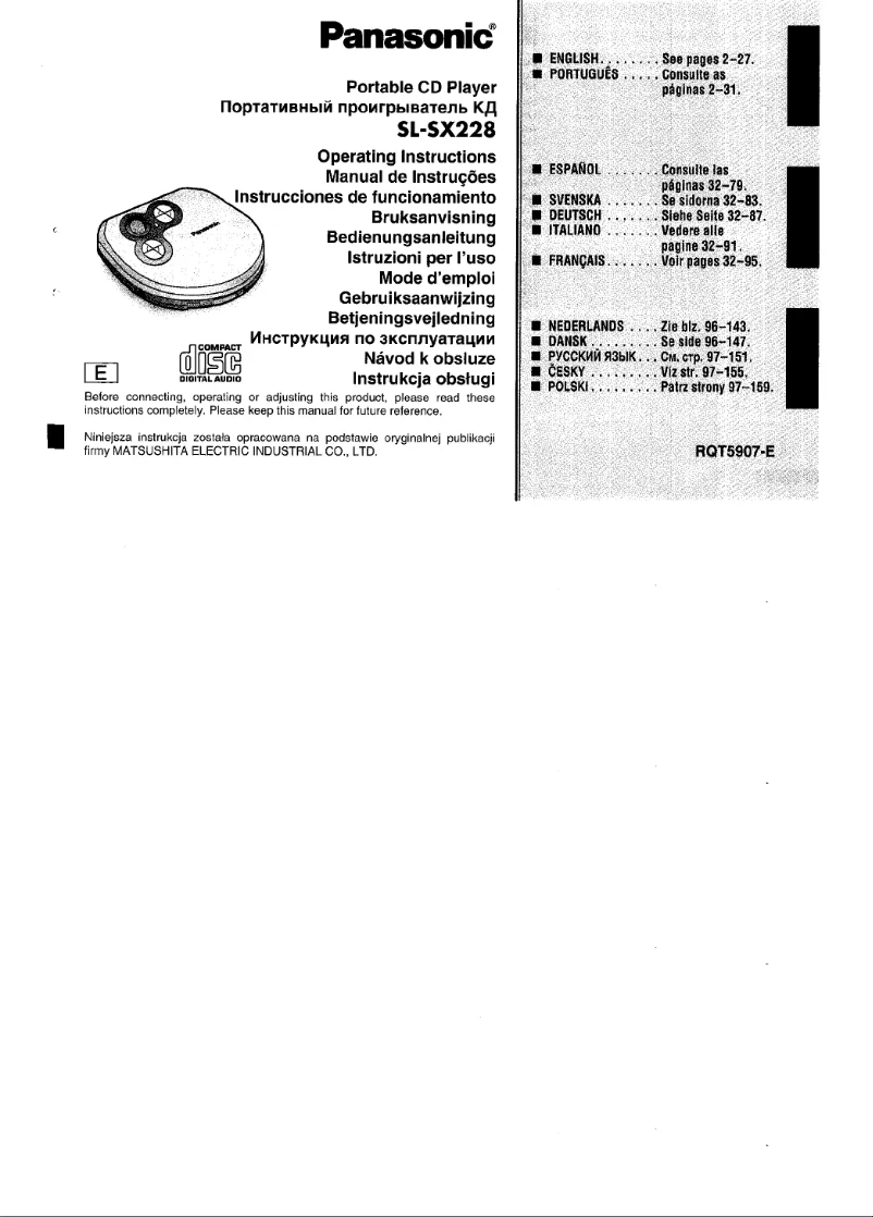 Page n°1 - Manuel utilisateur Panasonic SL-SX228