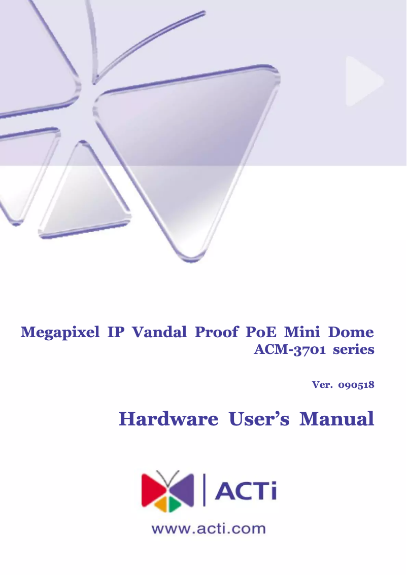 Page n°1 - Manuel utilisateur ACTi ACM-3701E