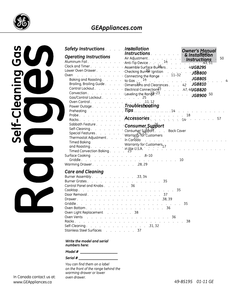 Page 1 de la notice Guide d'installation GE Profile JGB900SEFSS
