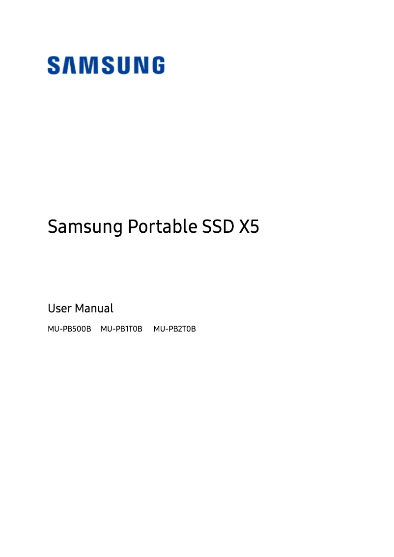 Image de la première page du manuel de l'appareil Portable SSD X5